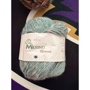 KnitPal Merino Moments Yarn Bulky #5 Green Tweed Blend 9-Ply 100g Skein New